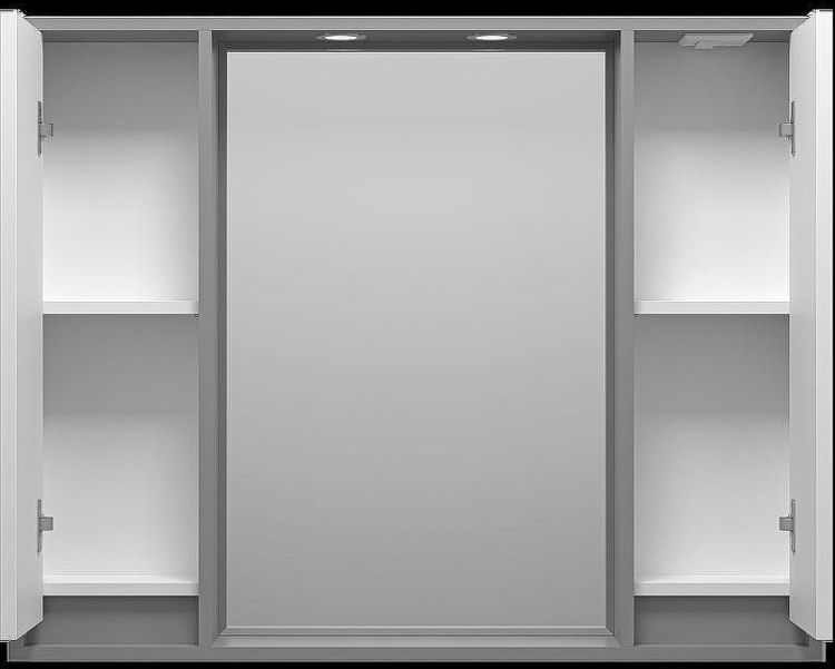 Зеркало со шкафом Brevita Balaton 100 BAL-04100-01-01 с подсветкой Белое матовое Серое матовое