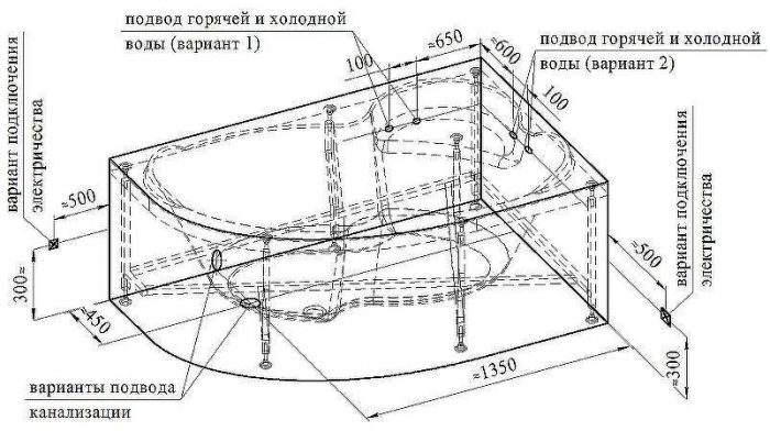 Акриловая ванна Radomir Vannesa Ирма 169х110 L 2-75-2-1-0-217 с гидромассажем Классик Хром
