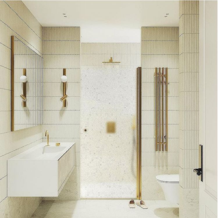 Душевая дверь Maybah Glass MGD-814-3 900x1980 на монопетле Золото стекло сатиновое