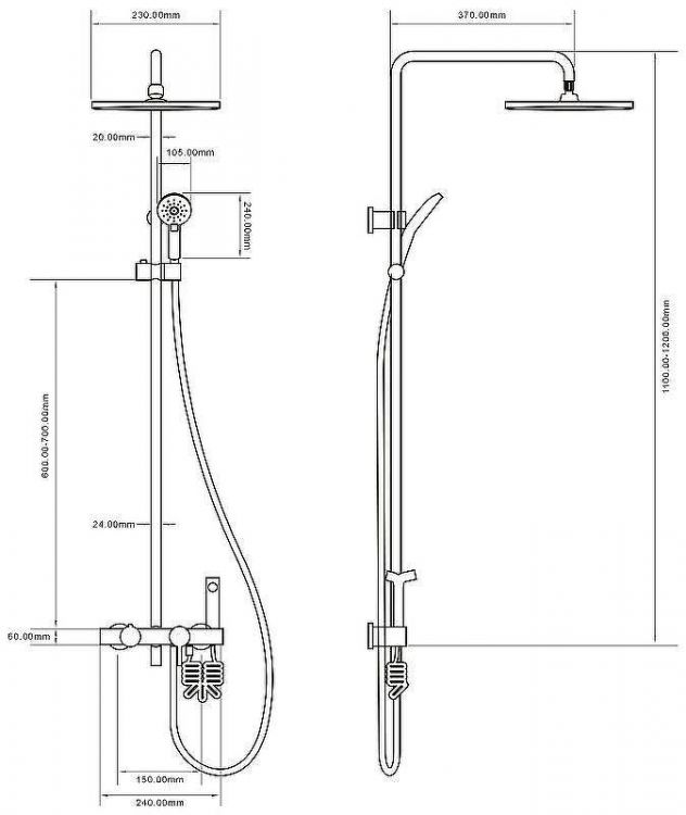 Душевая система Royce Viva RCS-111402BL Черная матовая Душевая система Royce Viva RCS-111402BL Черная матовая