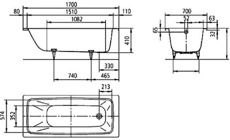 Стальная ванна Kaldewei Cayono 749 170x70 274900013001 с покрытием Easy-clean