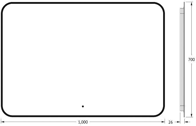 Зеркало Defesto Aura 100х70 DF 2969RH с подсветкой 32W-4500K/ИК - выключатель/Нейтральный белый свет/Черная рама