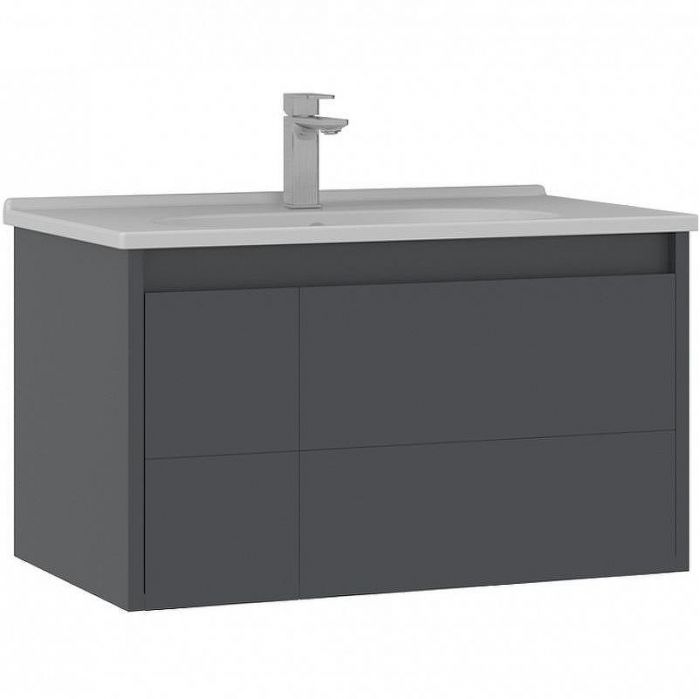 Тумба с раковиной Orka Likya 80 5002491 подвесная Антрацит матовый