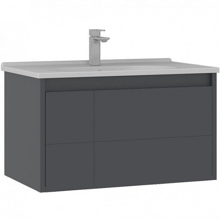 Тумба с раковиной Orka Likya 80 5002491 подвесная Антрацит матовый