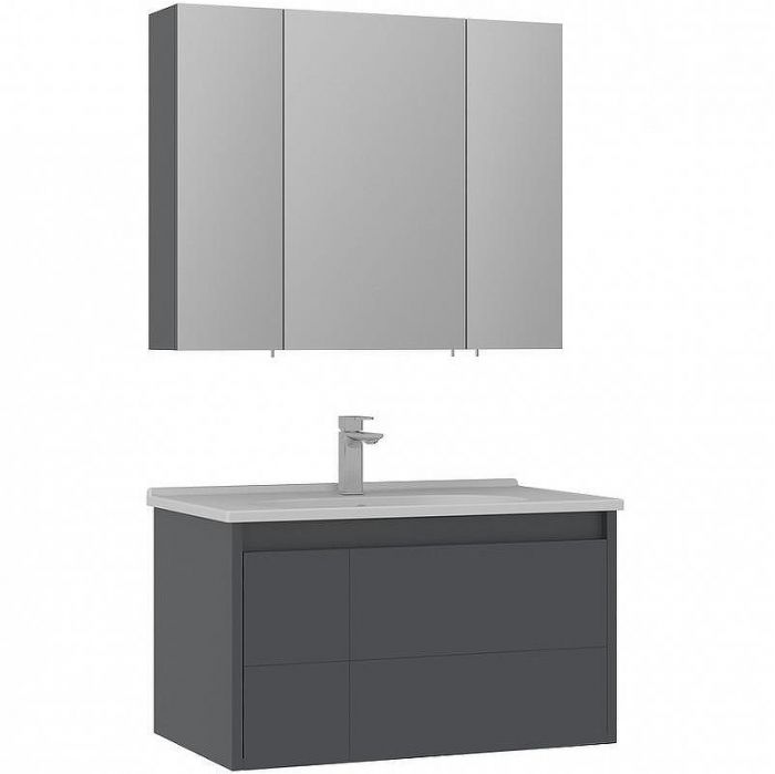 Тумба с раковиной Orka Likya 80 5002491 подвесная Антрацит матовый