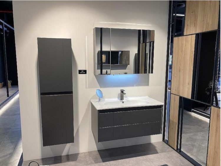 Тумба с раковиной Orka Likya 80 5002491 подвесная Антрацит матовый