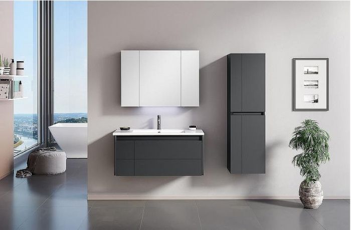 Тумба с раковиной Orka Likya 80 5002491 подвесная Антрацит матовый