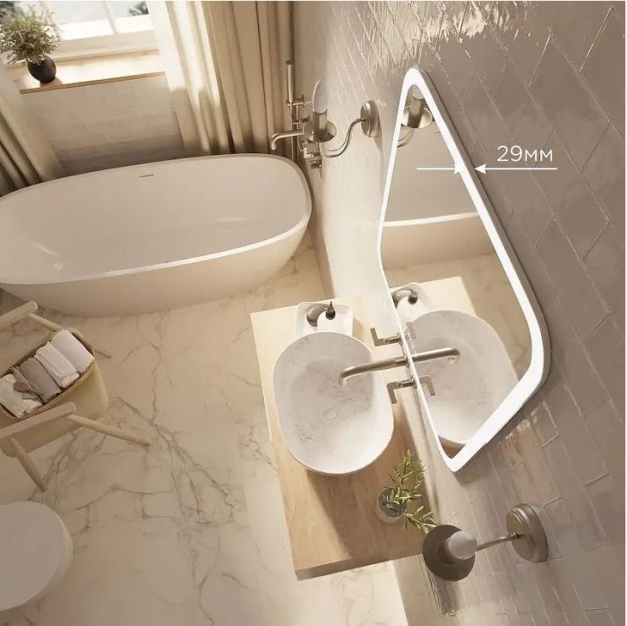 Зеркало Mixline Стив-3 70 548631 с подсветкой с сенсорным выключателем, подогревом и часами