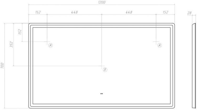 Зеркало Vigo Geometry Comfort 120 066 с подсветкой с бесконтактным выключателем и подогревом