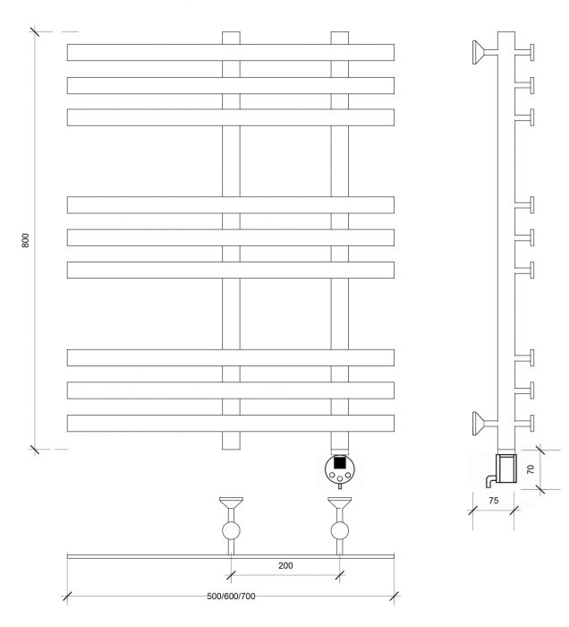 Полотенцесушитель электрический Secado Понтида 3 80x20x60 золото матовое