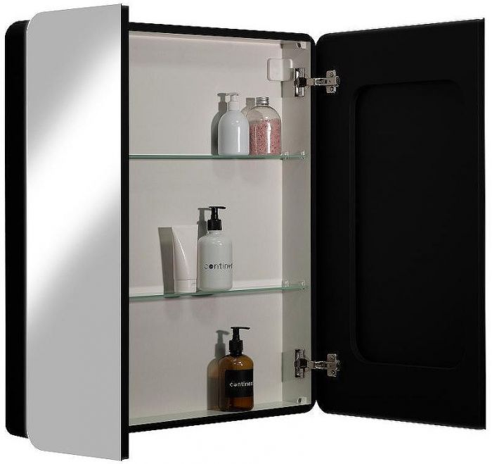 Зеркальный шкаф Reflexion Black 760х850 RF2002BL с подсветкой Черный матовый