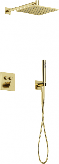 Душевой комплект с термостатом SANCOS Linn, с внутренней частью, брашированное золото, PVD покрытие, SC9022BG
