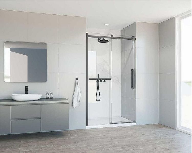 Душевая дверь Vincea Como Soft 130 VDS-1CS130CLGM профиль Вороненая сталь стекло прозрачное