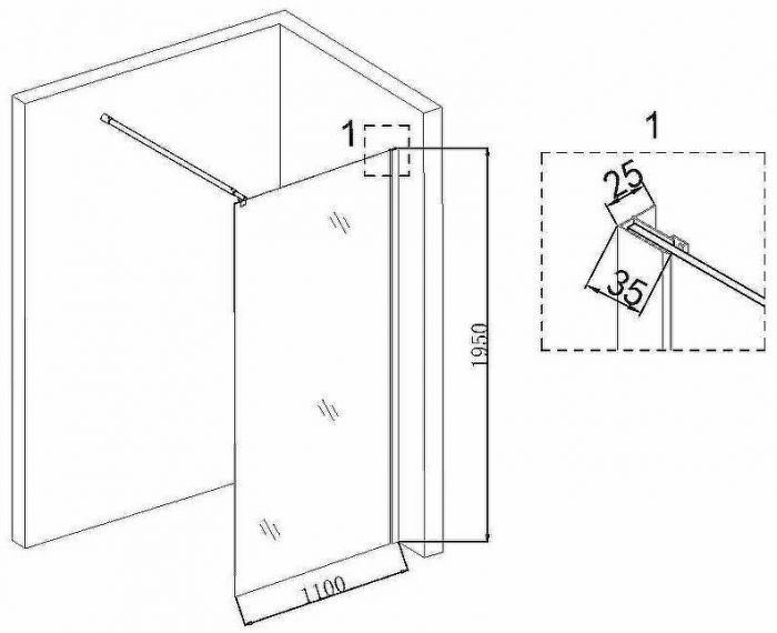 Душевая перегородка Niagara Nova 110 NG-685-11BLACK профиль Черный стекло прозрачное