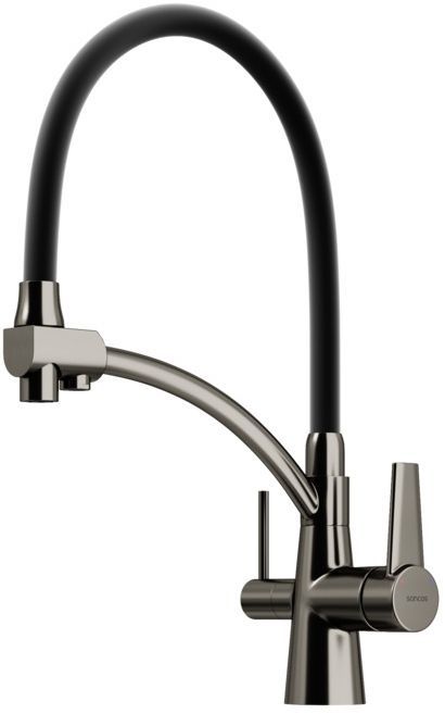 Смеситель для кухни Sancos Eri с гибким изливом, цвет вороненая сталь/черный, SC4001GG