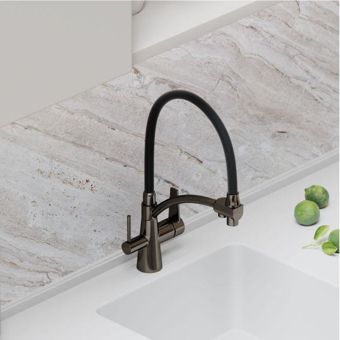 Смеситель для кухни Sancos Eri с гибким изливом, цвет вороненая сталь/черный, SC4001GG