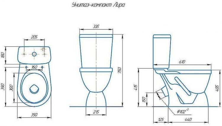 Унитаз компакт Rosa Лира 4620008192086 Коричневый декор с бачком и сиденьем