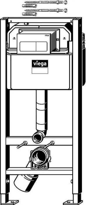 Инсталляция Viega Prevista Dry 792 824 для подвесных унитазов с клавишей смыва Хром