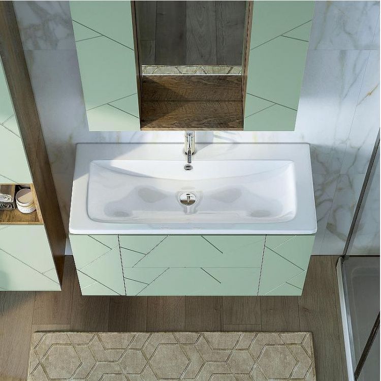 Тумба под раковину Бриклаер Кристалл 100 4627125417139 подвесная Фисташка Дуб гранж песочный