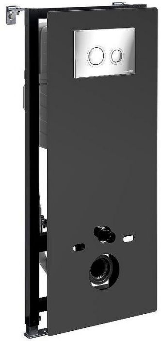 Инсталляция WasserKRAFT Abens 20TLT.010.ME.BL.CH01 для унитаза Черное стекло с клавишей смыва Хром