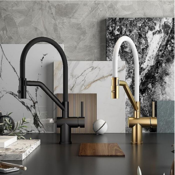 Смеситель для кухни Raglo R86.41.03 Золото матовое Белый