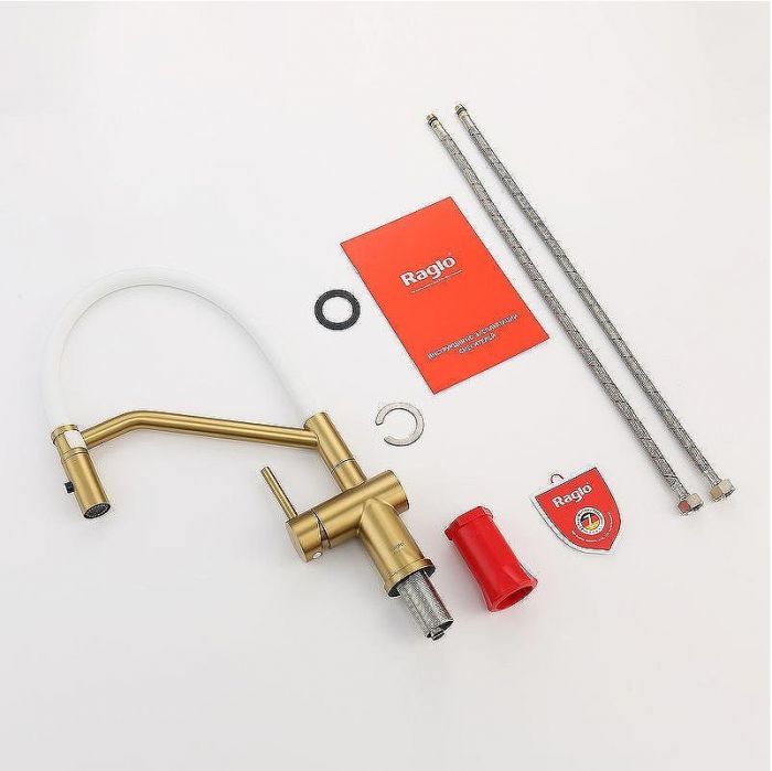 Смеситель для кухни Raglo R86.41.03 Золото матовое Белый