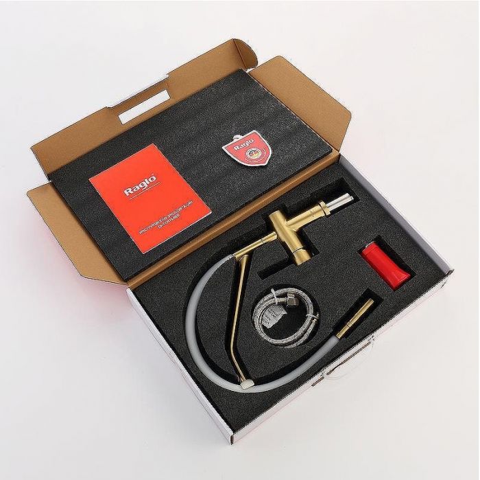 Смеситель для кухни Raglo R86.41.03 Золото матовое Белый