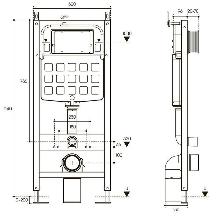 Инсталляция Aqueduto Tecnica Novo TEC11 для унитаза без клавиши смыва