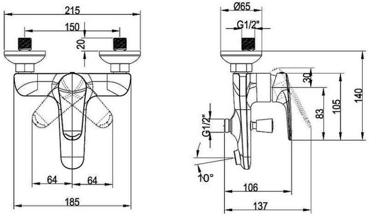 Смеситель для ванны Villeroy&Boch O.Novo Start TVT10550111061 Хром