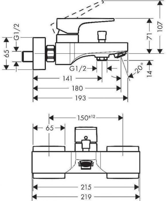 Смеситель для ванны Hansgrohe Metropol 32540340 Шлифованный черный хром
