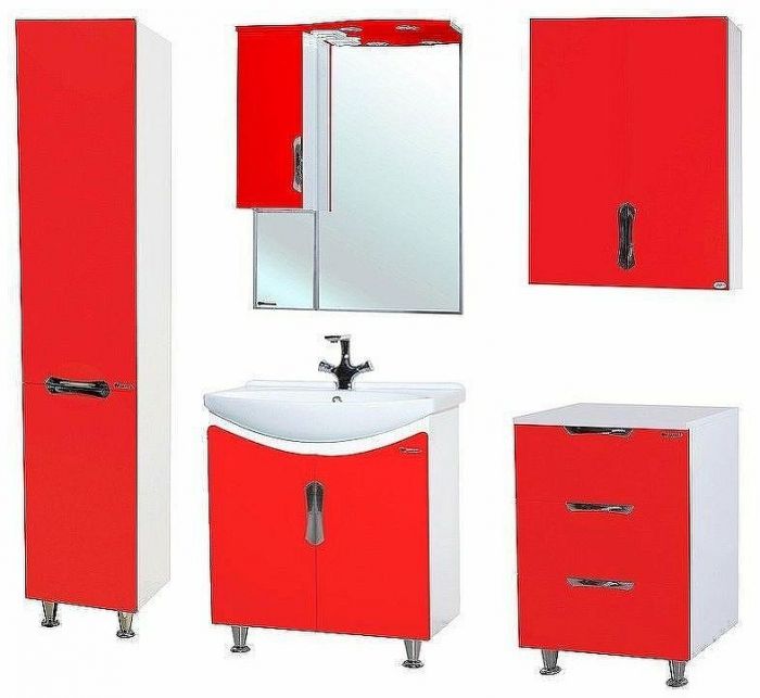 Шкаф пенал Bellezza Лагуна 35 L 4622107002037 Красный Белый