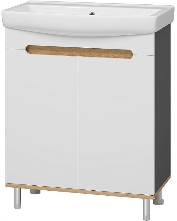 Тумба с раковиной Misty Сканди 70 УТ000023177 Белая Дуб крафт золотой Антрацит