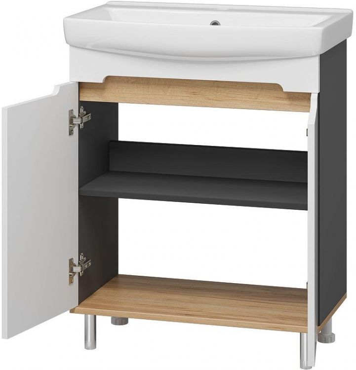 Тумба с раковиной Misty Сканди 70 УТ000023177 Белая Дуб крафт золотой Антрацит
