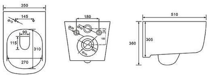 Комплект унитаза с инсталляцией Aquatek Set Aquatek Лугано-017 4в1 с сиденьем Микролифт и Черной матовой клавишей смыва