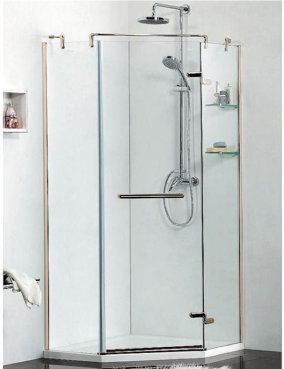 Душевой уголок Azario Montreal 100х100 AZ-NWG3231 1000 R профиль Золото стекло прозрачное