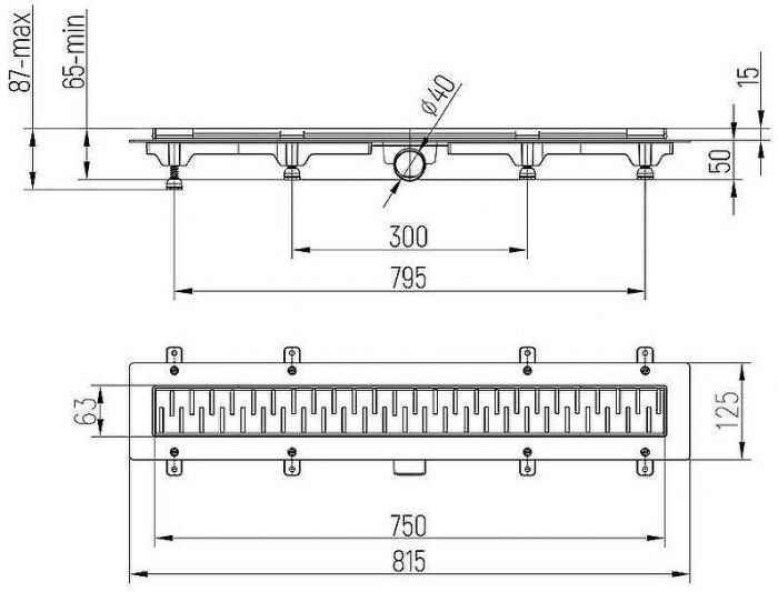 Душевой лоток Paini Medium 750 CH750MN с решеткой Хром