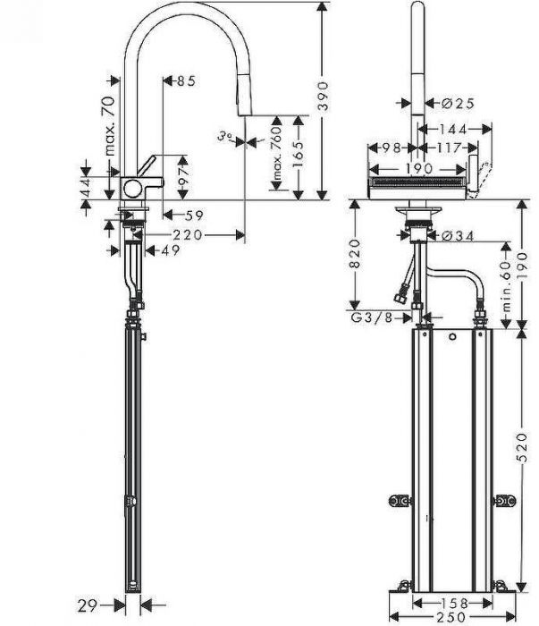 Смеситель для кухни Hansgrohe Aquno Select M81 73831800 Сталь