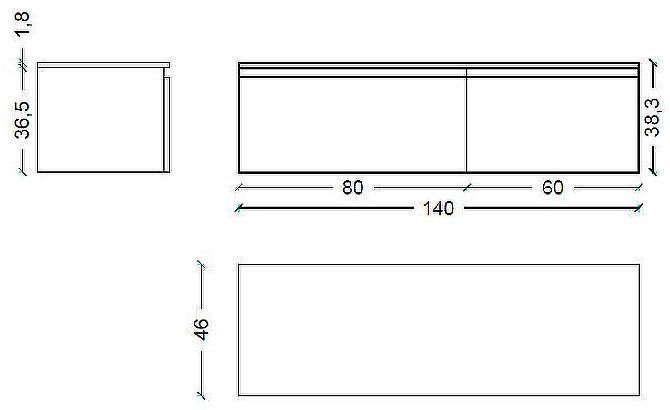 Тумба Boheme Armadi Art Flat Vallessi Uno-S 140 897-140-A mat подвесная Антрацит матовый
