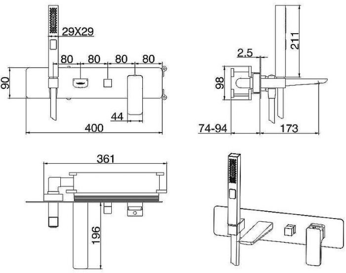 Смеситель для ванны Allen Brau Infinity 5.21007-31 Черный матовый