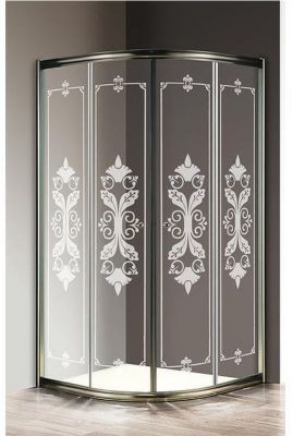 Душевой уголок Cezares Giubileo R2 80x80 GIUBILEO-R-2-80-SCORREVOLE-CP-Br прозрачное стекло с матовым принтом профиль Бронза