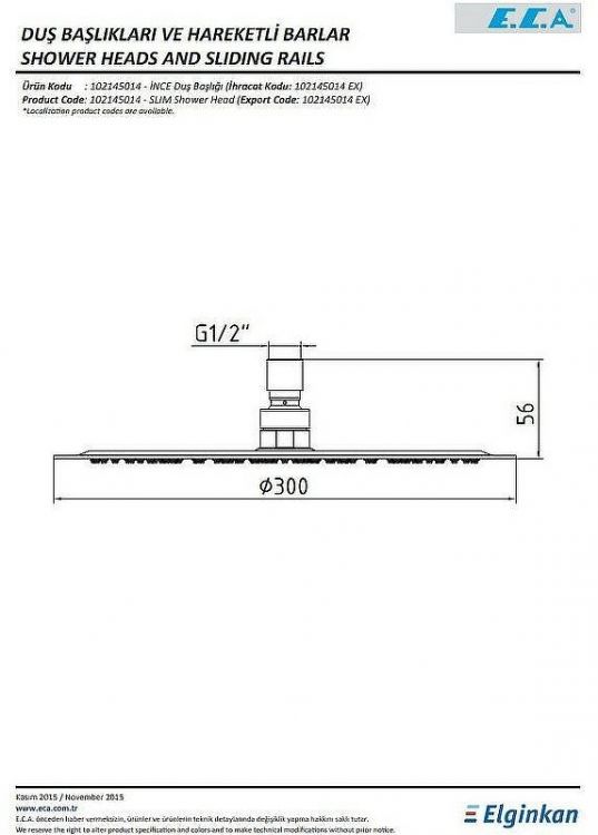 Верхний душ E.C.A. Slim 102145014EX Хром Верхний душ E.C.A. Slim 102145014EX Хром