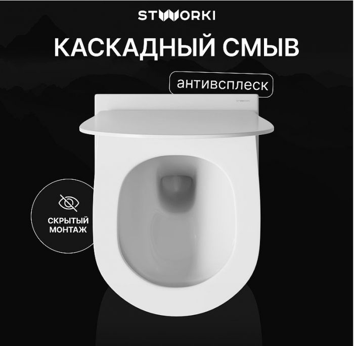 Унитаз STWORKI Кронборг S28401WH подвесной цвет Белый с сиденьем Микролифт
