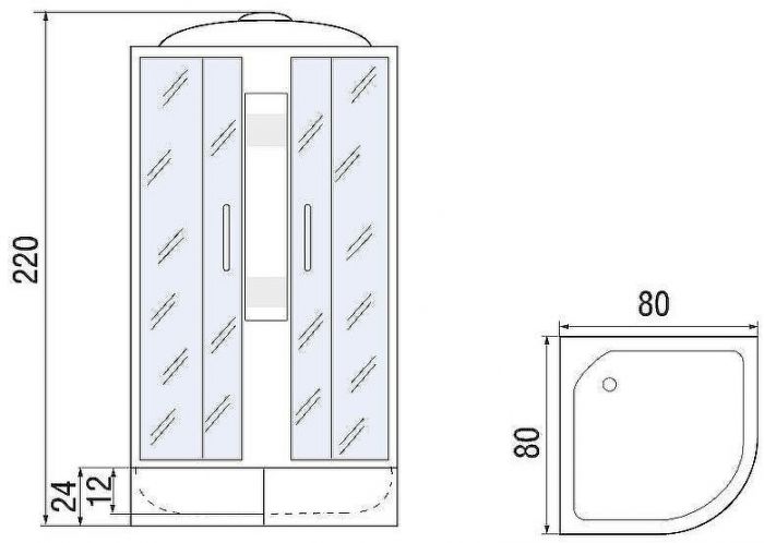 Душевая кабина River Nara Light XL 80x80 МТ 10000006221 с поддоном