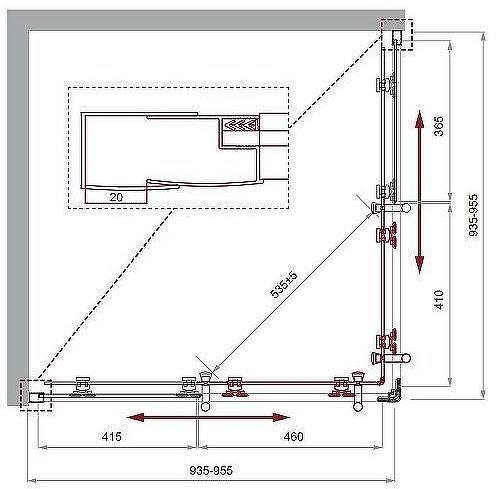 Душевой уголок BelBagno Uno 95х95 UNO-195-A-2-95-P-Cr профиль Хром стекло рифленое