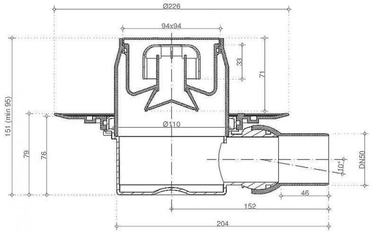 Душевой трап Pestan Confluo Standard 13000128 с решеткой Золото глянец
