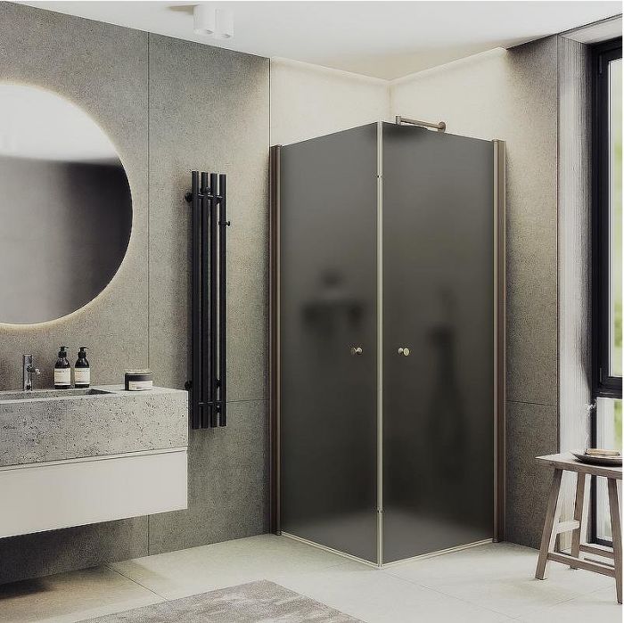 Душевой уголок Maybah Glass MGY-1299-2 900x900x1980 на монопетлях Бронза стекло графитовое матовое