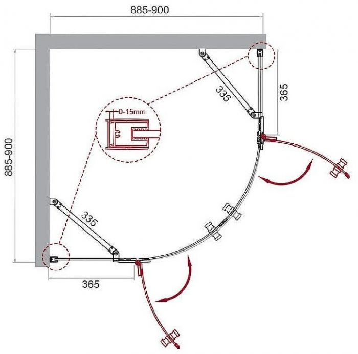 Душевой уголок BelBagno Kraft 90х90 KRAFT-R-2-90-C-Cr профиль Хром стекло прозрачное