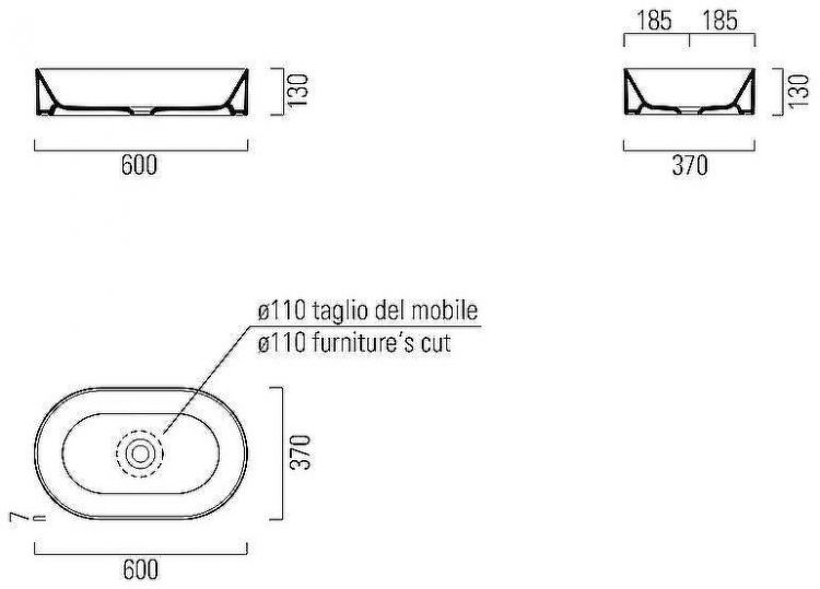 Раковина-чаша GSI Kube X 60 945826 Черная матовая