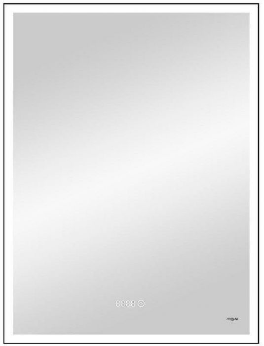 Зеркало Reflexion Ghost 600х800 RF5223GH с подсветкой Черное с сенсорным выключателем, диммером и часами