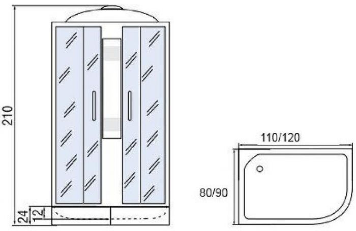 Душевая кабина Мономах 110x80x24 МЗ R 10000005824 без гидромассажа